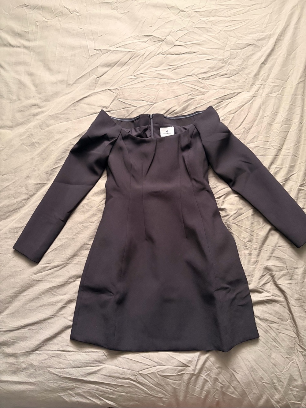 Tuckernuck Black Off-Shoulder Long Sleeve Mini Dress